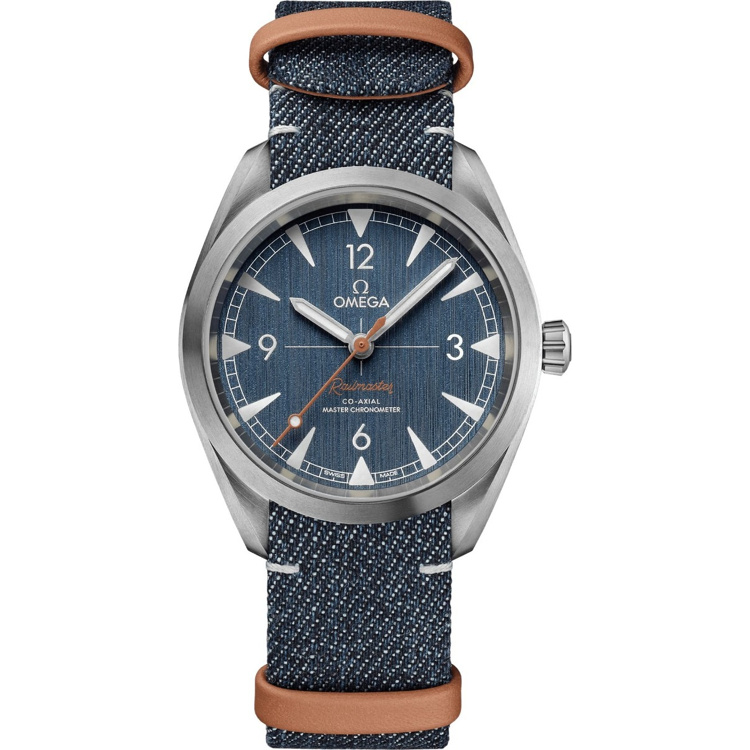 Omega Railmaster Blue Dial Denim Co-Axial Master Chronometer NATO Strap