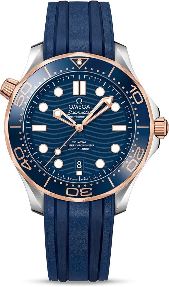 Omega Seamaster Diver 300M Co-Axial Master Chronometer Steel & Sedna Gold on Strap