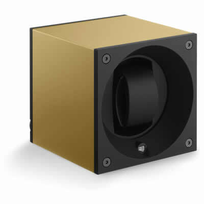 SwissKubik Watch Winder Single Anodized Gold Leaf with Window Protect
