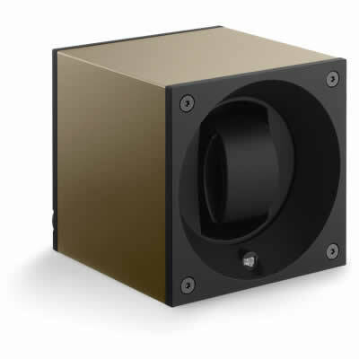 SwissKubik Watch Winder Single Anodized Brown with Window Protect