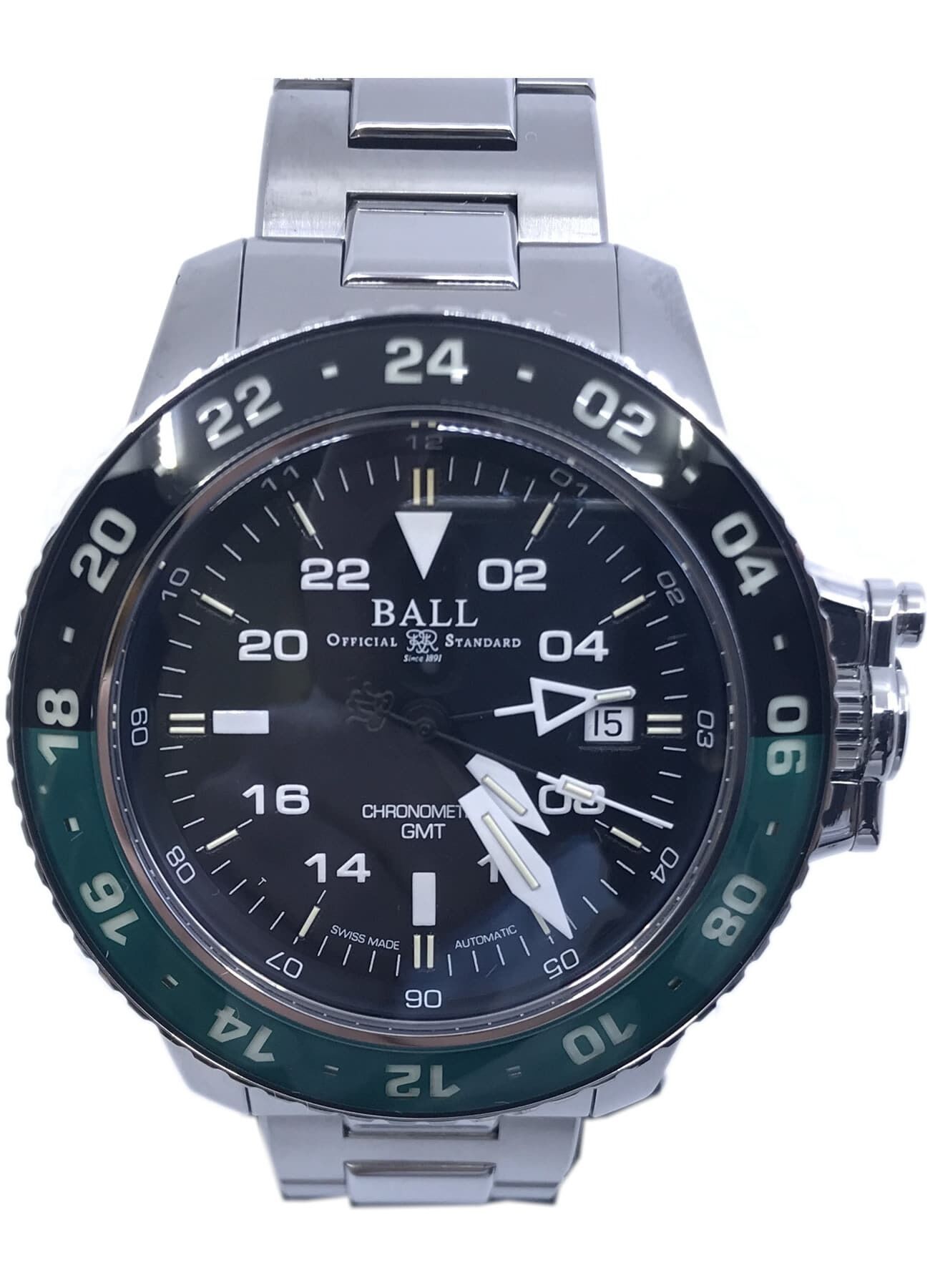 Ball Engineer Hydrocarbon AeroGMT II Black Dial Green Bezel