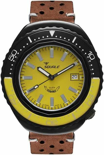 Squale 2002 Yellow Dial Leather Strap
