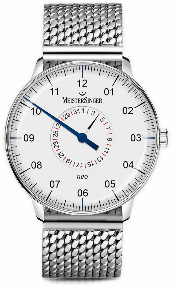 MeisterSinger Neo Plus Pointer Date Opaline Silver