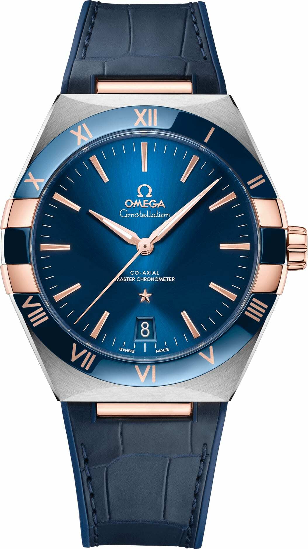 Omega Constellation Co-Axial Master Chronometer Steel Gold Blue Dial on Strap