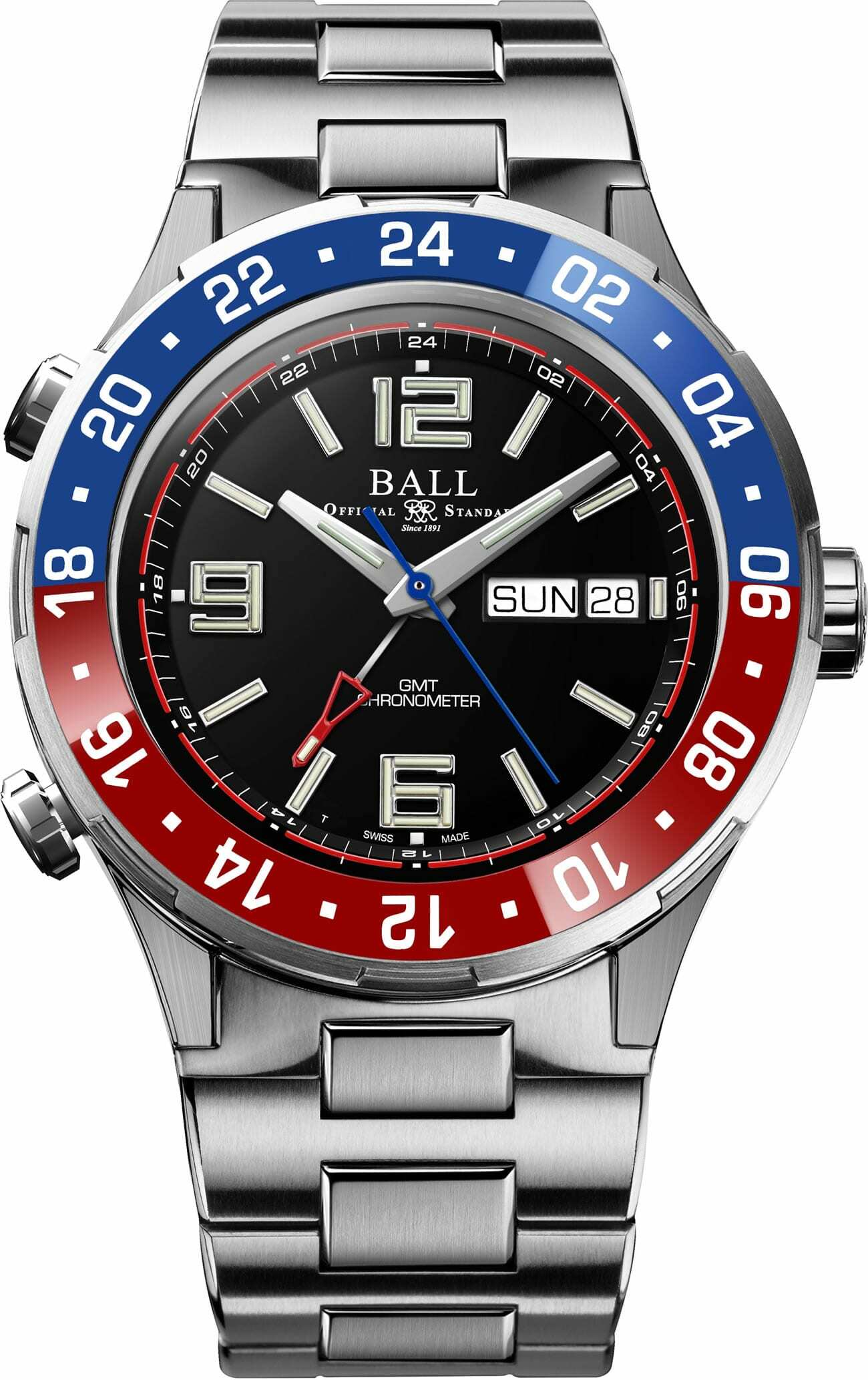 Ball DG3030B-S4C-BK Roadmaster Marine GMT Black Dial 40mm