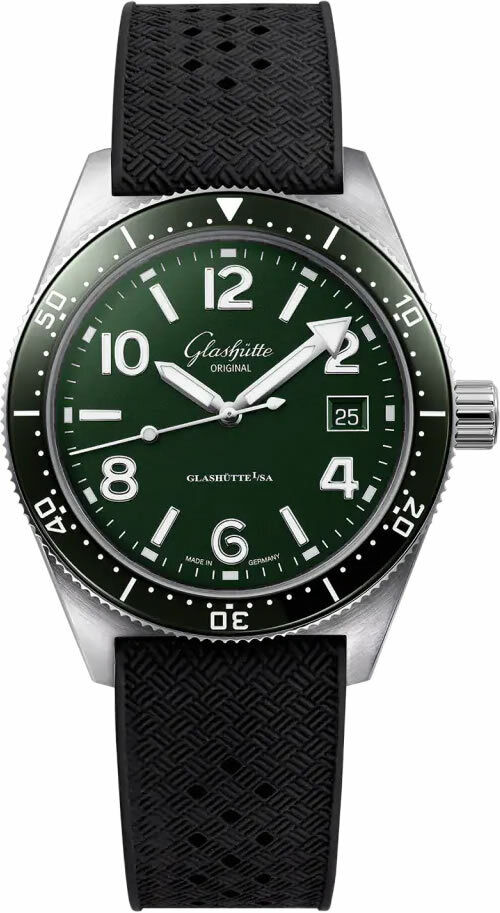 Glashütte Original SeaQ Reed Green Dial on Rubber Strap