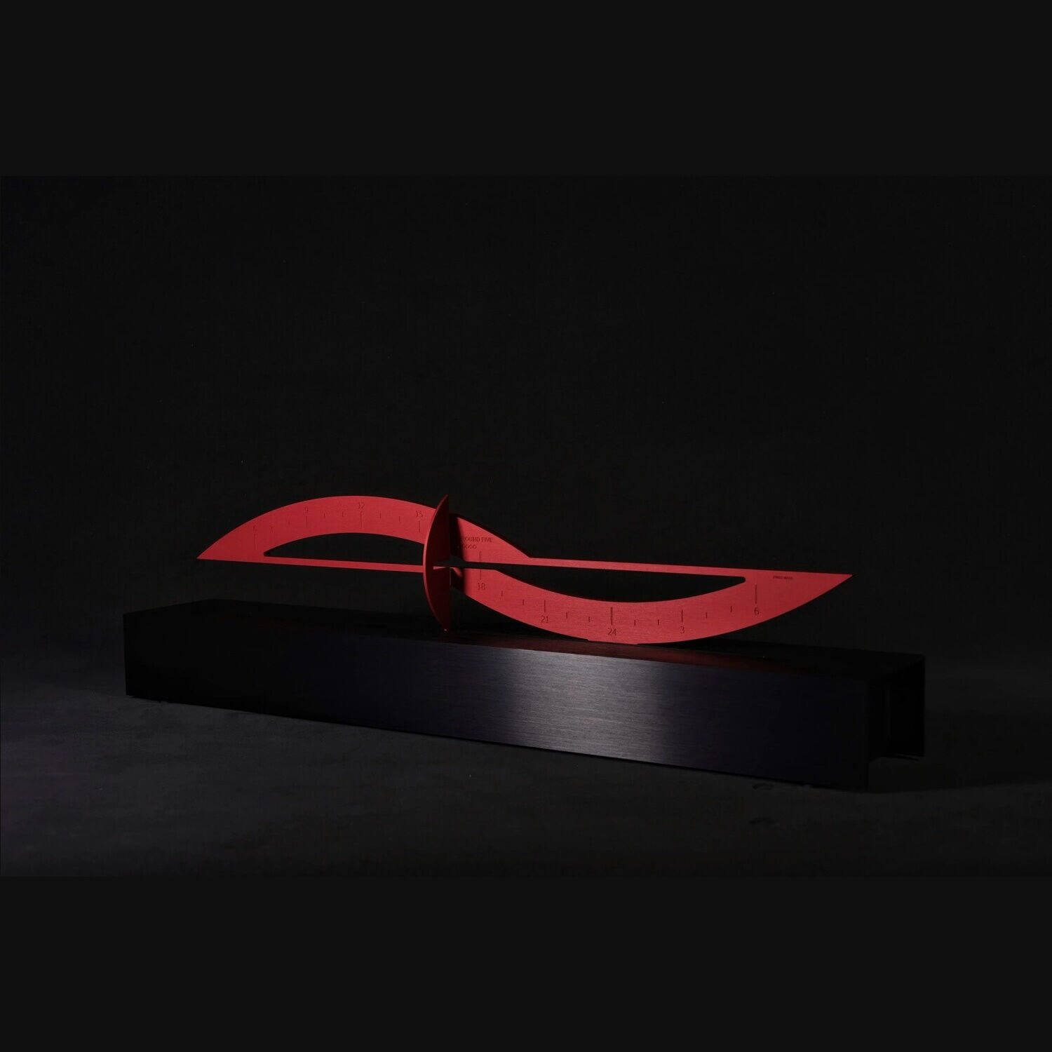 Around Five Red Brushed Aluminum Red Hour without Frame