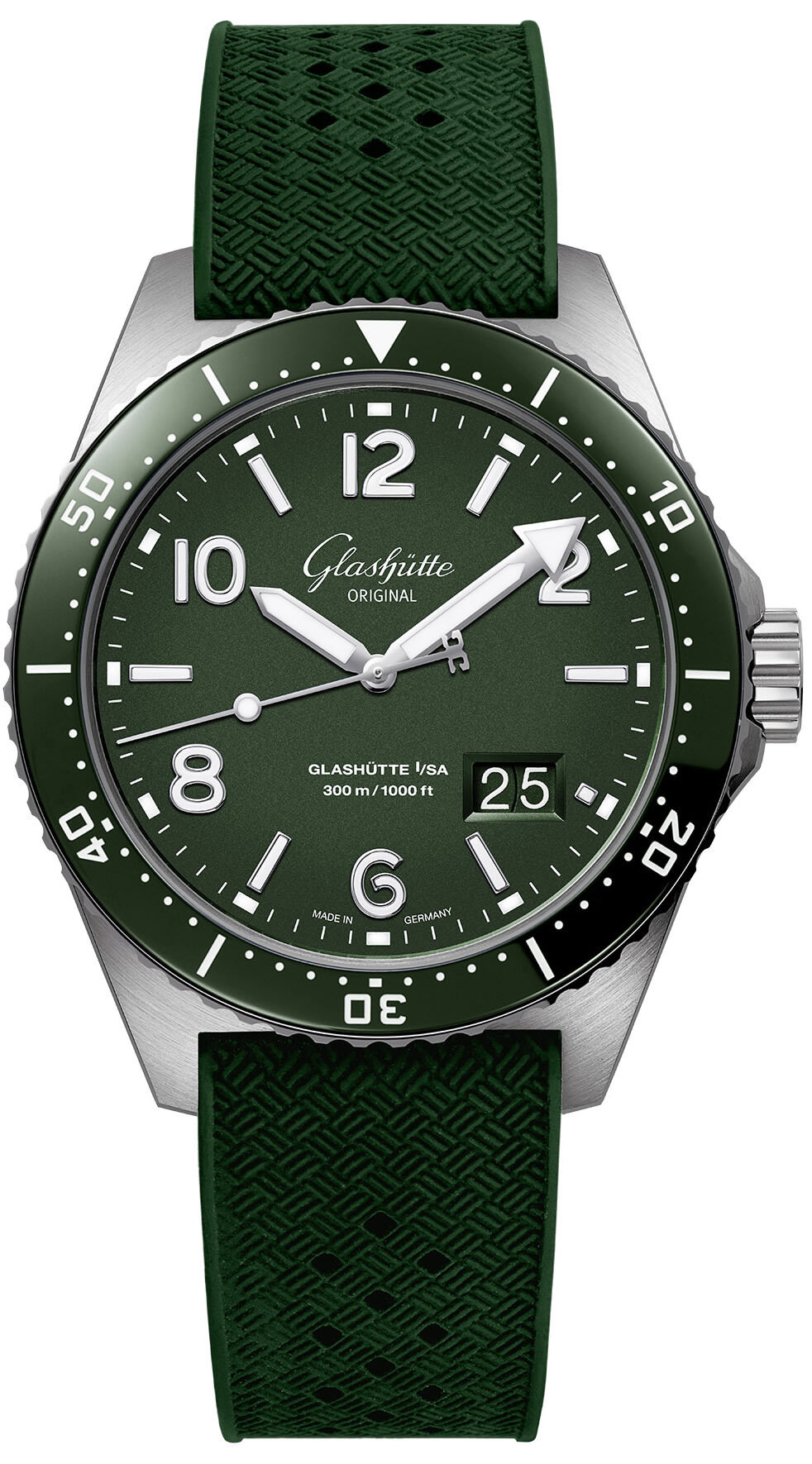 Glashütte Original SeaQ Panorama Date Reed Green on Rubber Strap