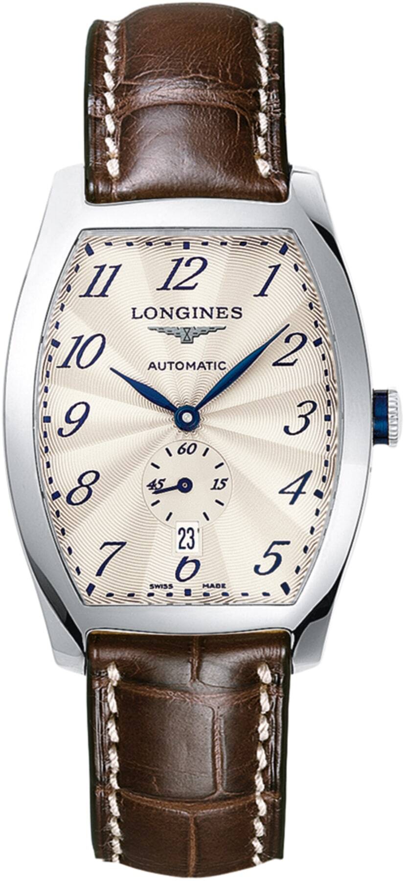 Longines Evidenza Silver "flinqué" Dial Brown Alligator Strap