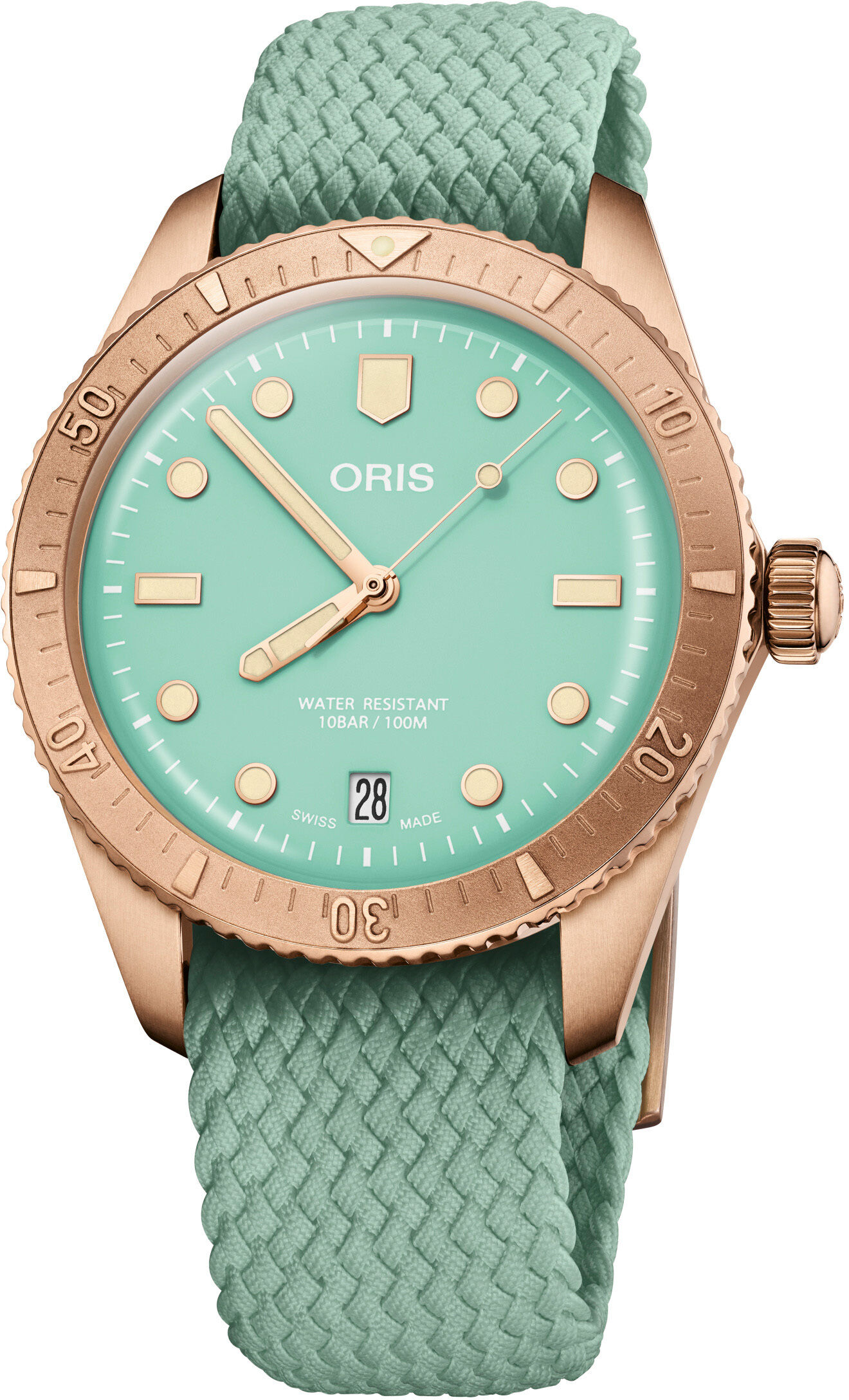 Oris Divers Sixty Five Cotton Candy Wild Green Perlon Strap