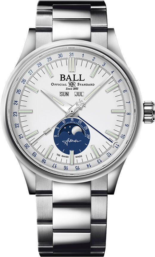 Ball Engineer II Moon Calendar White and Blue Dial