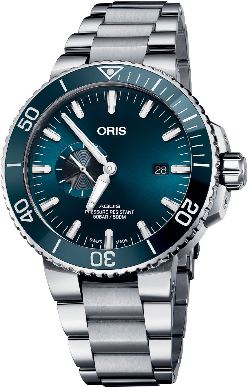 Oris  01 743 7733 4155-07 8 24 05PEB Aquis Small Seconds Blue Dial on Bracelet