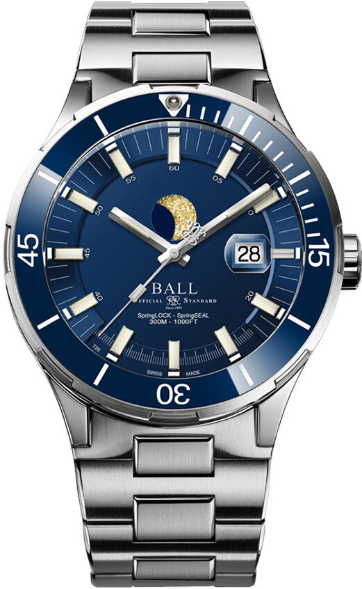 Ball DM3150B-S13J-BE Roadmaster Challenger Moonphase 43mm Blue Dial on Bracelet