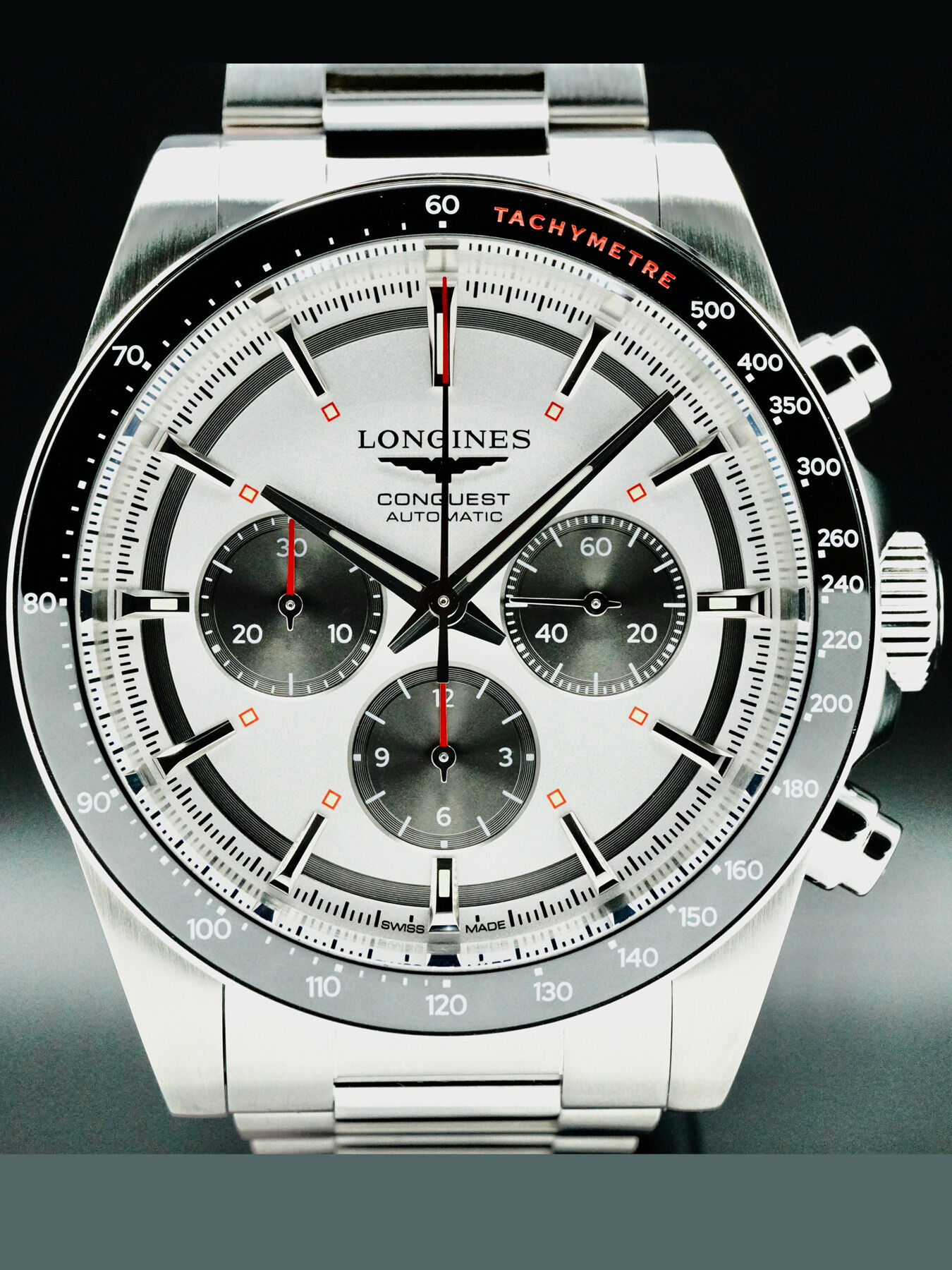 Longines L3.835.4.72.6 Conquest Silver Dial on Bracelet