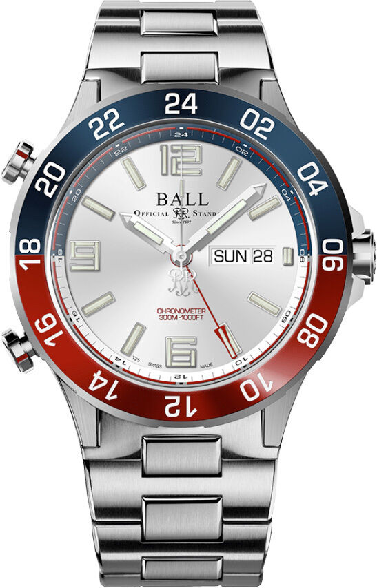 Ball DG3222A-S1CJ-SL Roadmaster Marine GMT Silver Dial 42mm