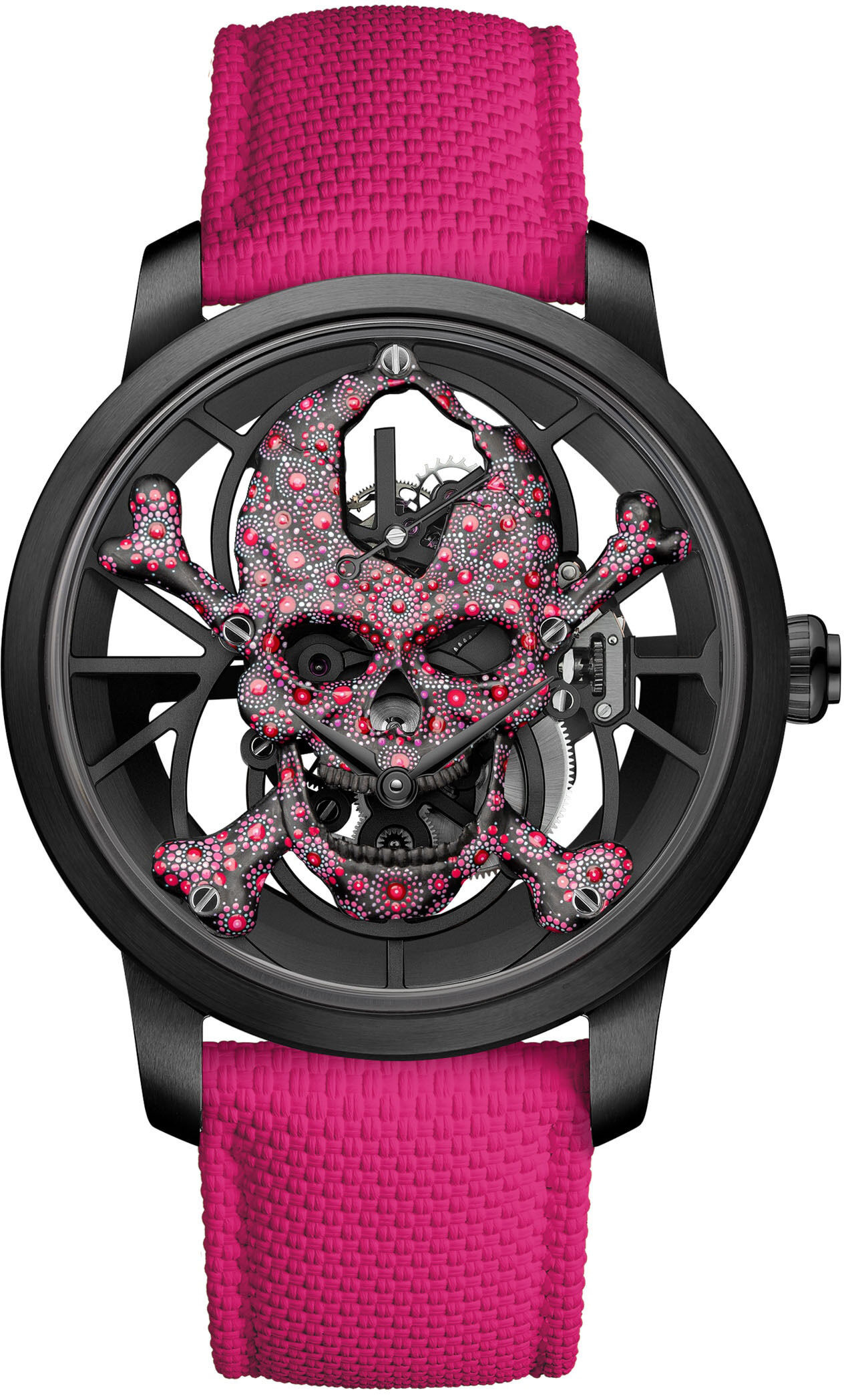 Jaquet Droz Tourbillon Skelet Ceramic Skull Pink Pointillism