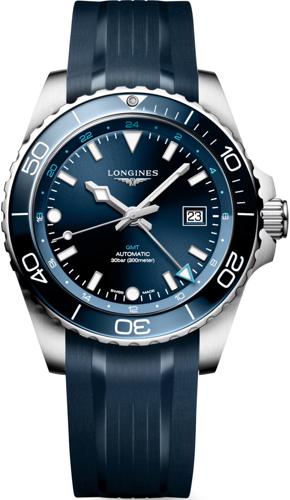 Longines L3.890.4.96.9 Hydroconquest GMT 43mm Blue Dial