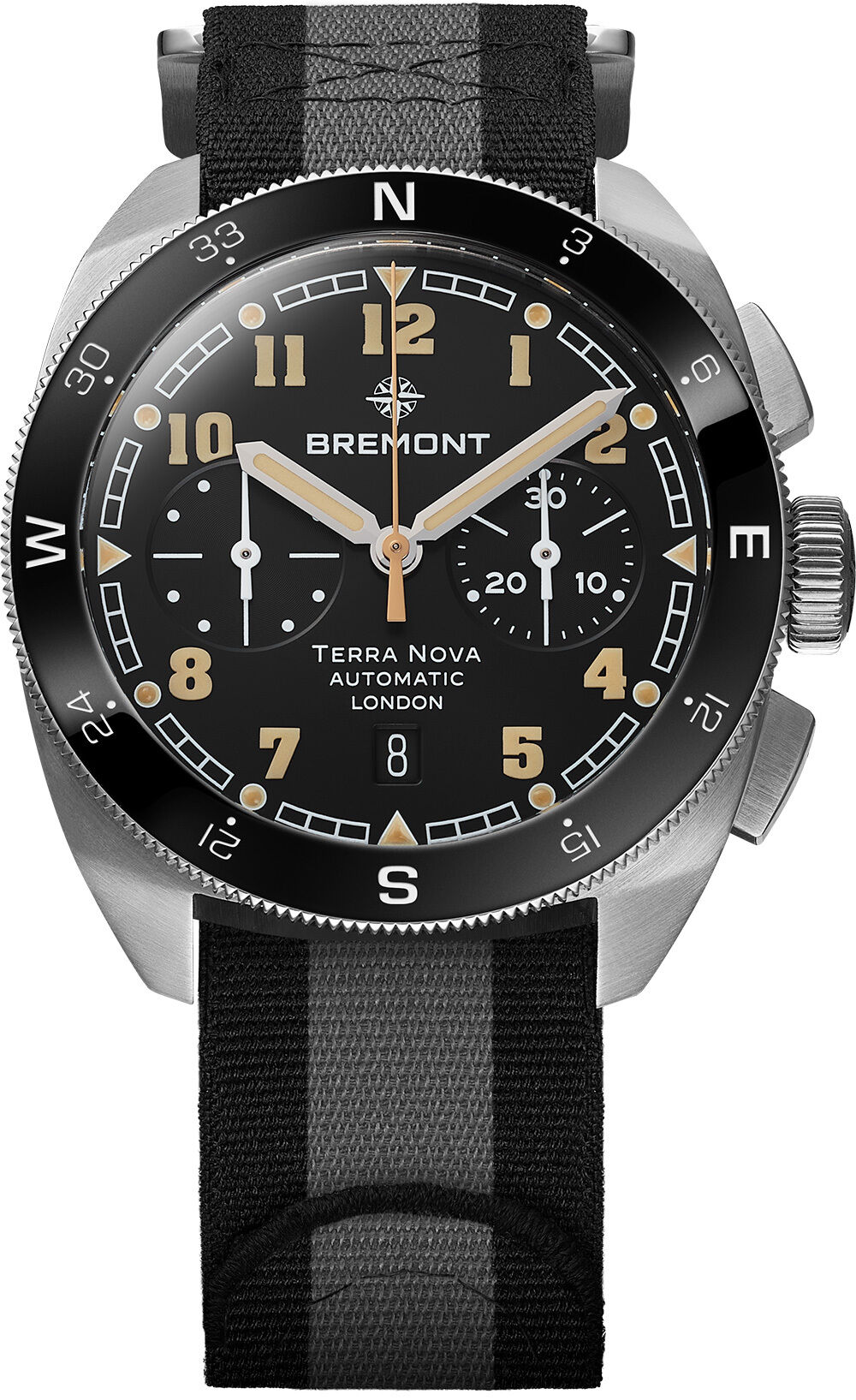 Bremont TN42-CHR-SS-BK-N-S Terra Nova 42.5 Chrono Black Dial on NATO strap