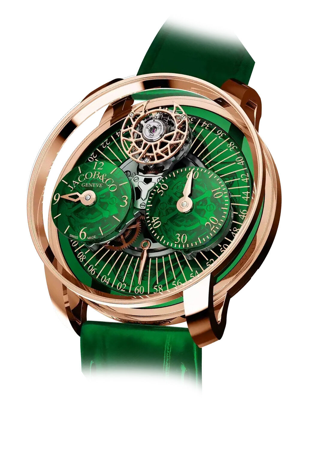 Jacob & Co. Astronomia Regulator Rose Gold Green on Strap