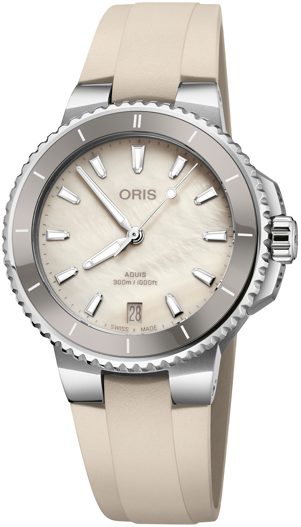 Oris Aquis Date White Dial on Strap