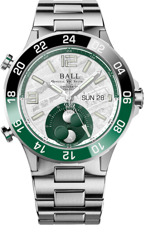 Ball Roadmaster Marine GMT Moon Phase Meteorite Dial 42mm on Bracelet
