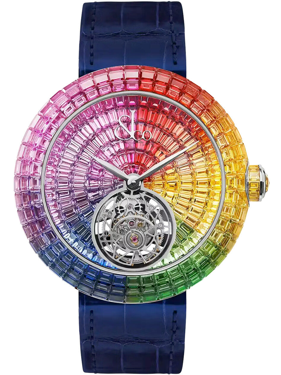 Jacob & Co. Brilliant Flying Tourbillon Rainbow White Gold on Strap