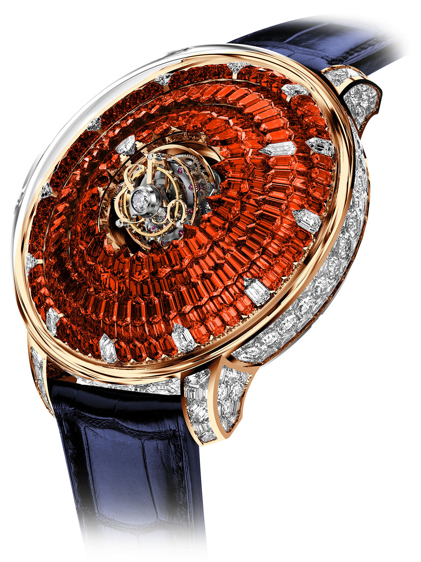 Jacob & Co. The Mystery Tourbillon Rose Gold Full Orange Sapphires on Strap