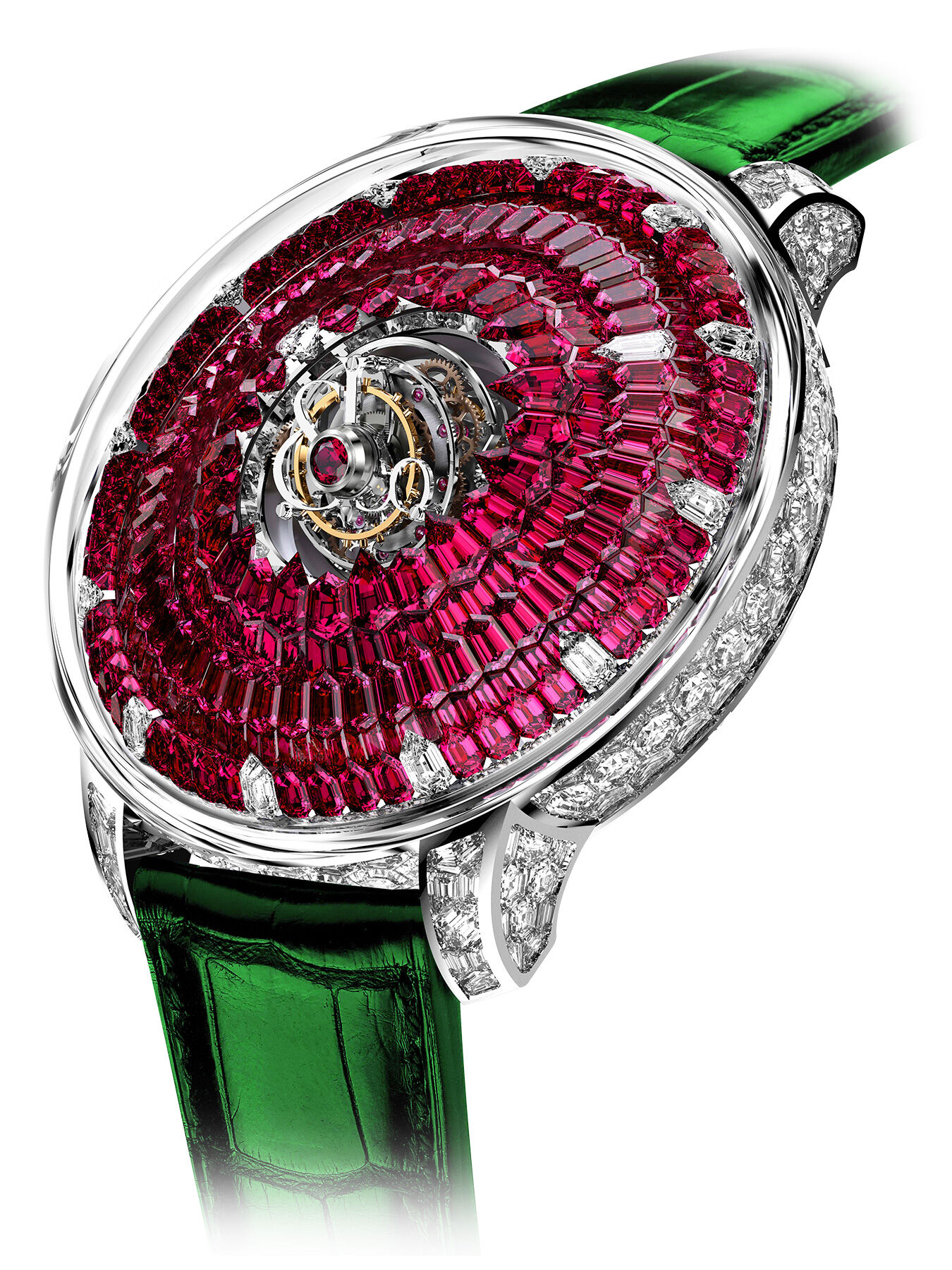 Jacob & Co. The Mystery Tourbillon Full Rubies White Gold on Strap
