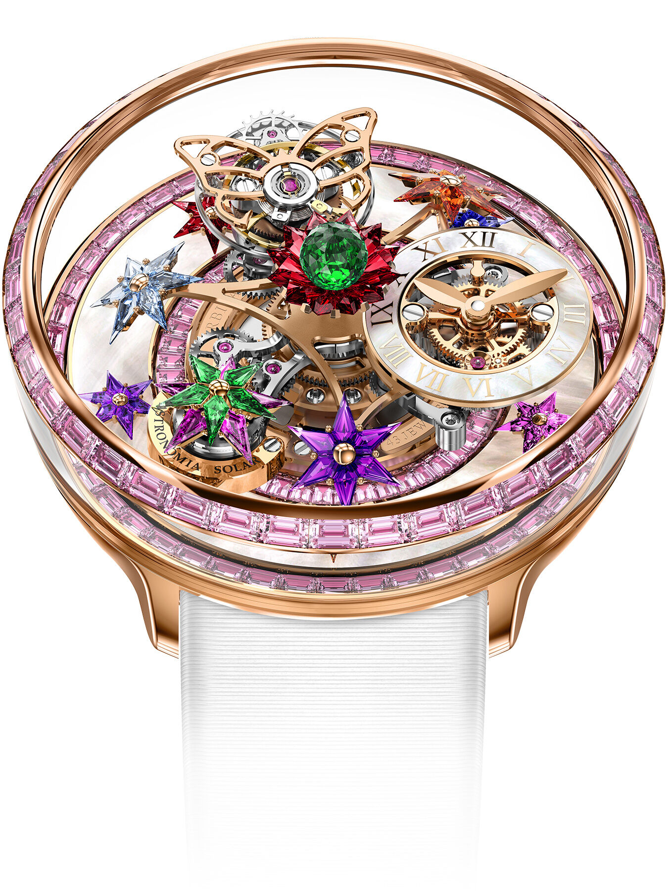 Jacob & Co. Fleurs De Jardin Rose Gold and Pink Sapphires on Strap