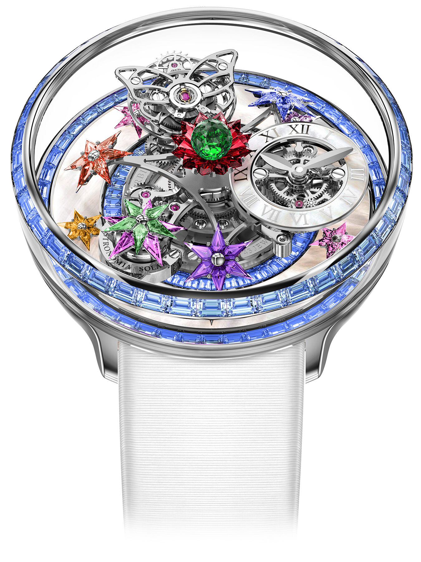 Jacob & Co. Fleurs De Jardin White Gold Icy Blue Sapphires on Strap