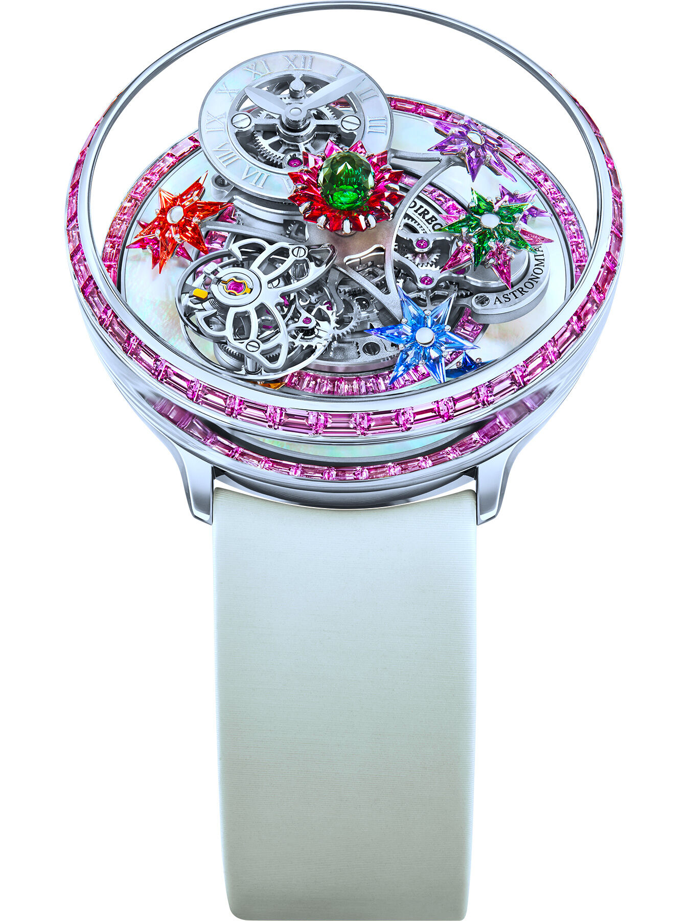 Jacob & Co. Fleurs De Jardin White Gold and Pink Sapphires on Strap