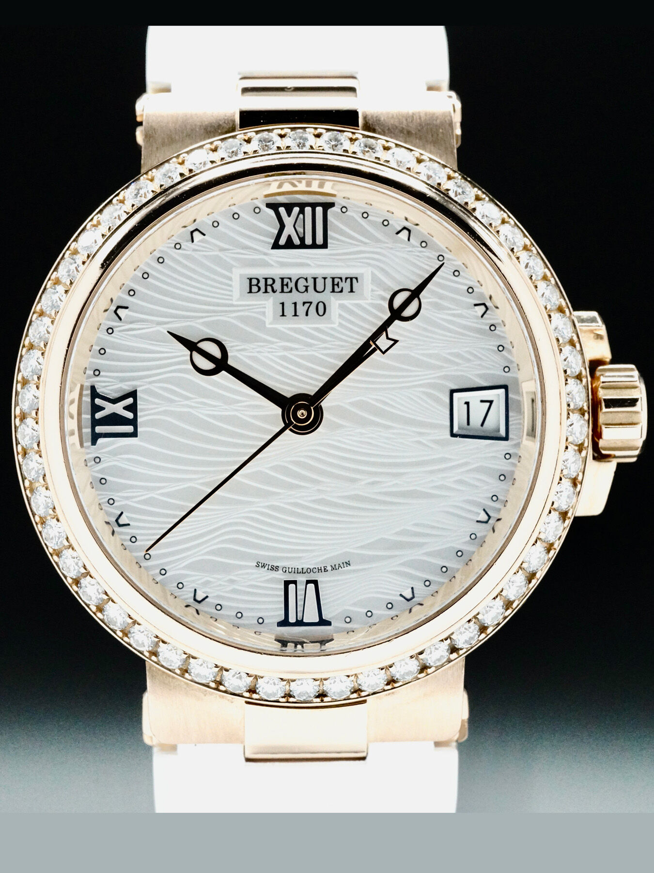 Breguet 9518BR/52/584/D000 Ladies Marine Rose Gold Wave Pattern Dial