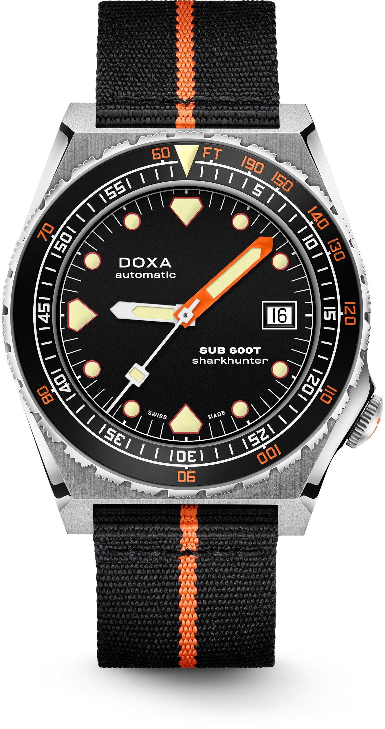 DOXA Sub 600T Sharkhunter 861.10.101.34-N on Black/Orange NATO Strap