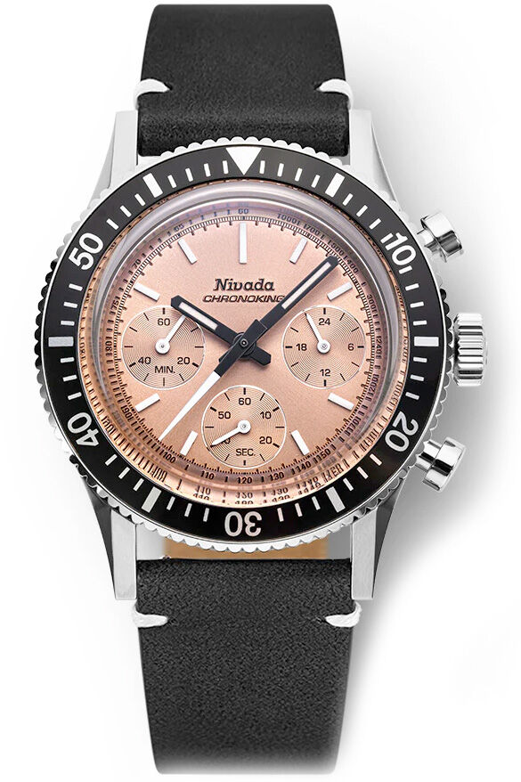 Nivada Grenchen 87043Q15 Chronoking Salmon Dial on Strap