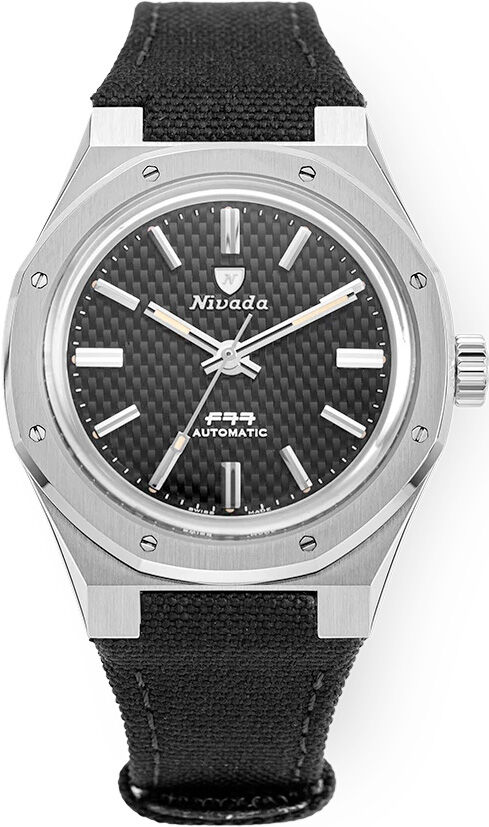 Nivada Grenchen F77 Black Dial No Date on Strap