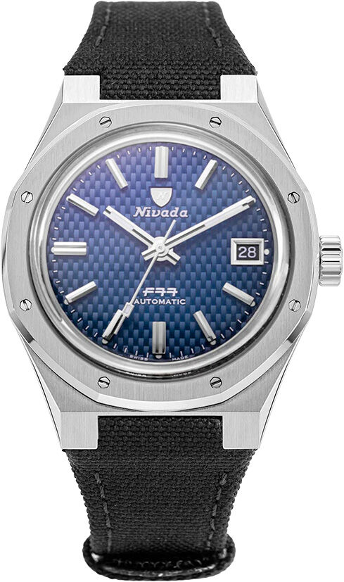 Nivada Grenchen F77 Blue Dial Date on Strap