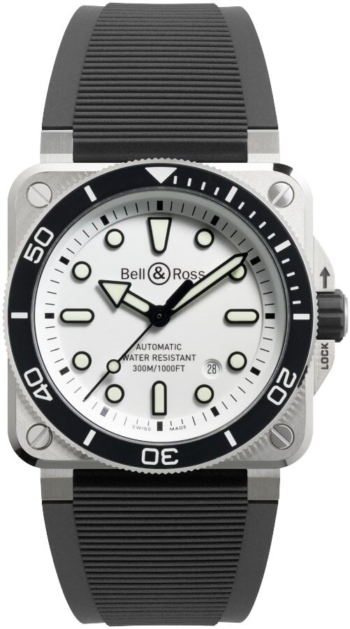 Bell & Ross BR03A-D-WH-ST/SRB Diver White Steel Rubber Strap