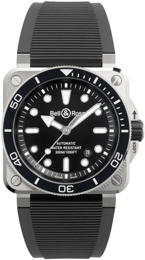 Bell & Ross BR03A-D-BL-ST/SRB Diver Black Steel Rubber Strap
