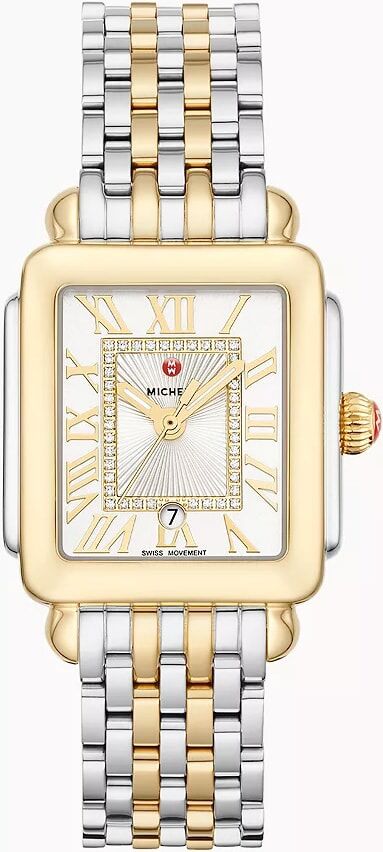 Michele Deco Madison Mid Two-Tone 18K Gold Diamond Dial Watch MWW06G000013