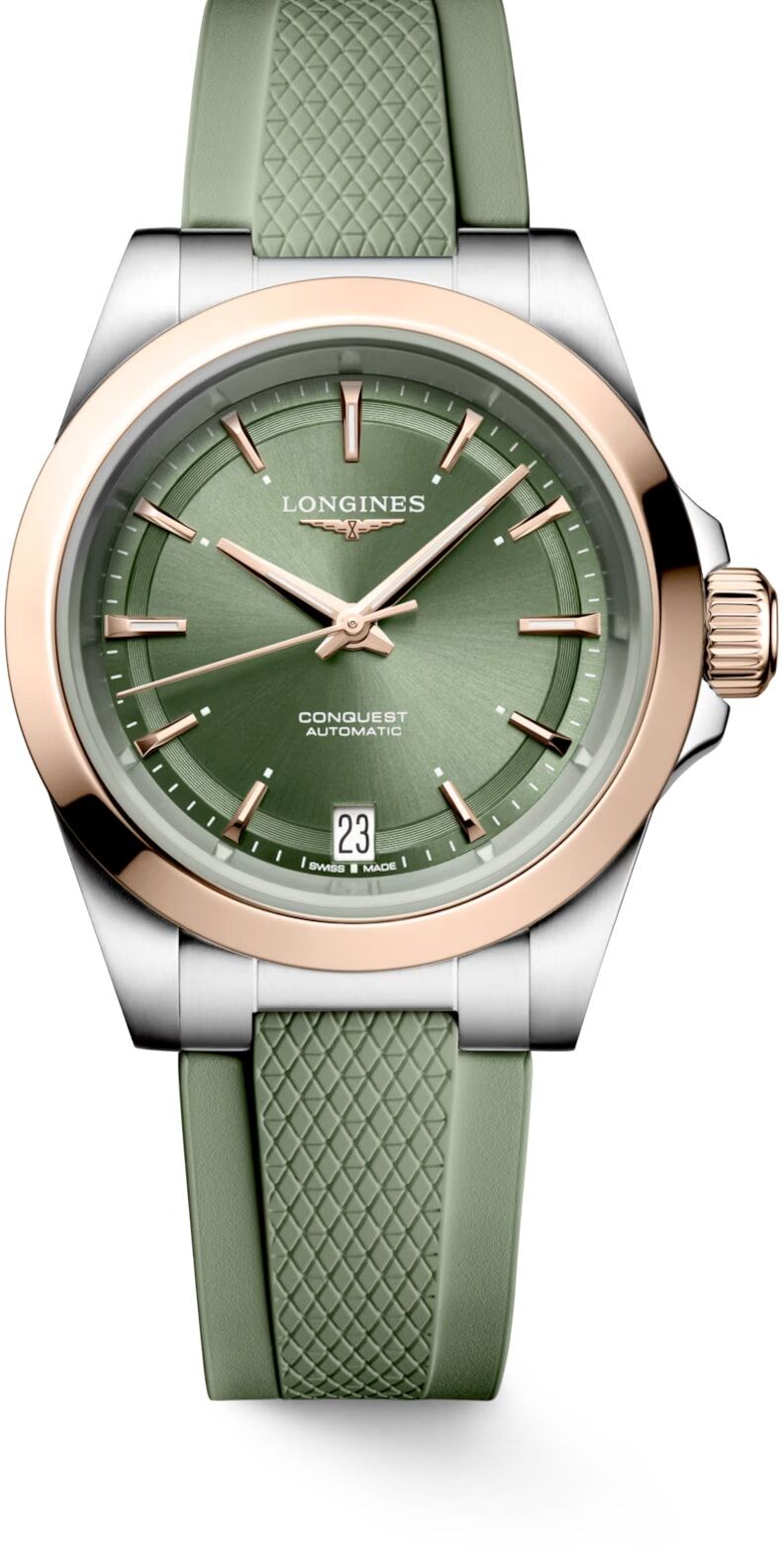 Longines L3.430.5.02.9 Conquest Sunray Green Dial on Strap