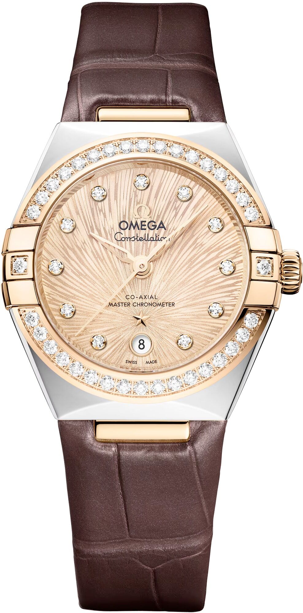 Omega 131.28.29.20.58.001 Constellation Yellow Dial Steel Gold and Diamonds 29mm