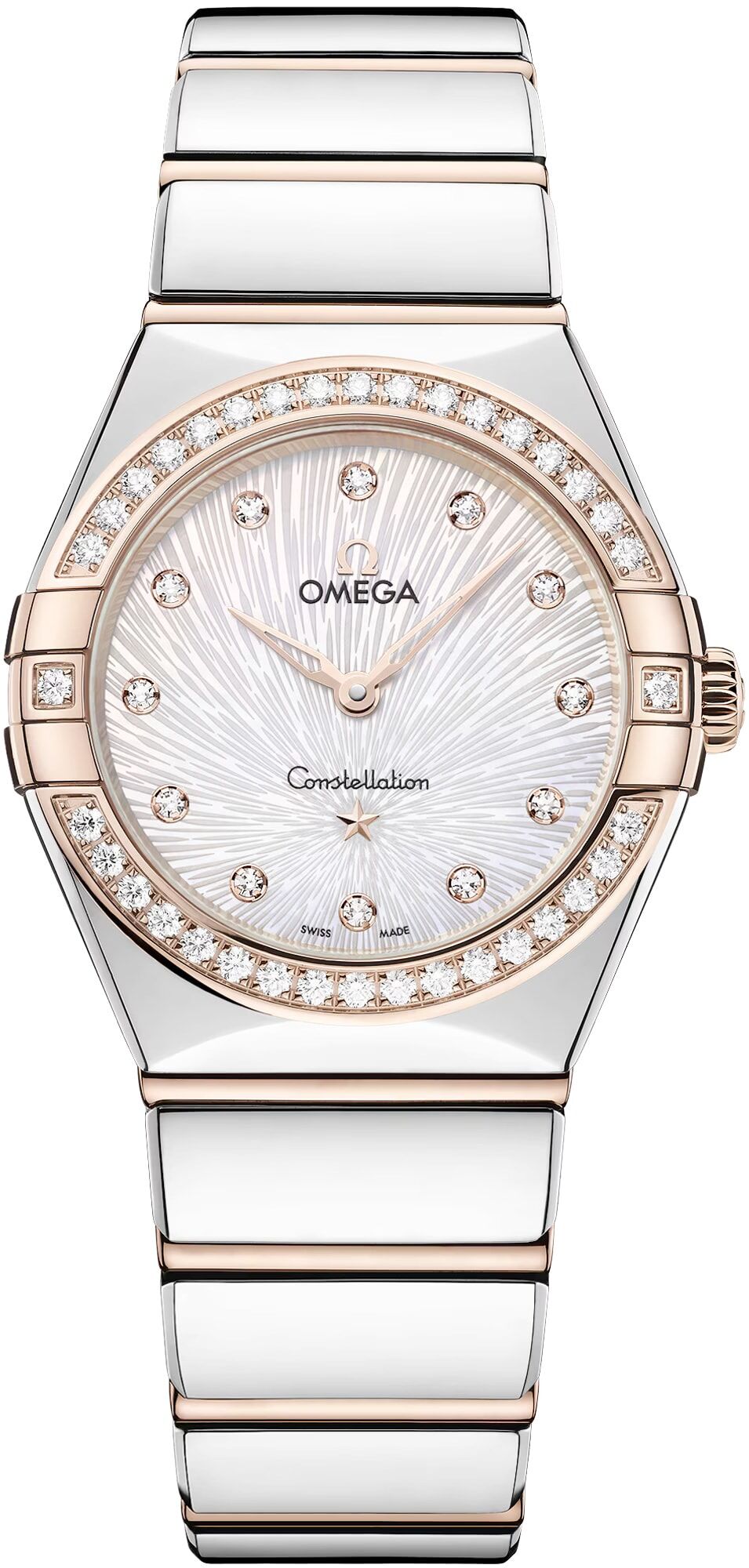 Omega 131.25.28.60.55.003 Constellation White Dial Steel Gold and Diamonds 28mm