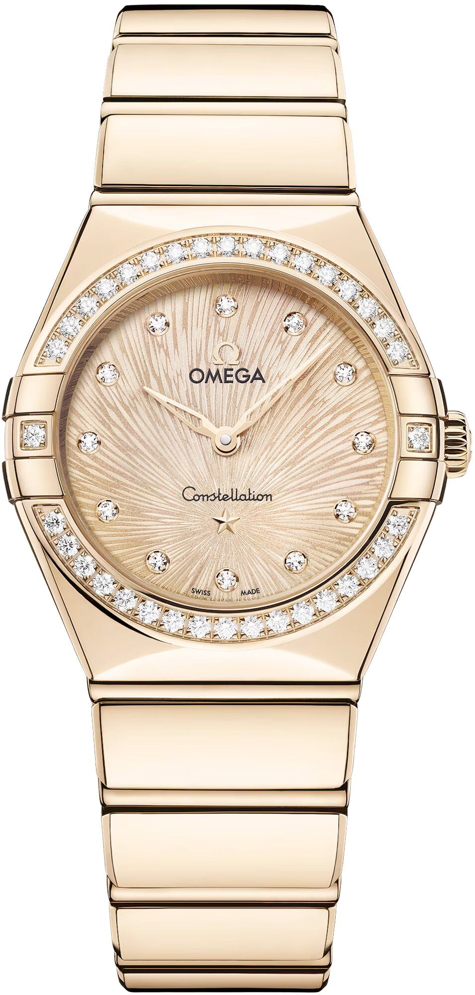 Omega 131.55.28.60.58.001 Constellation Yellow Dial Gold and Diamonds 28mm
