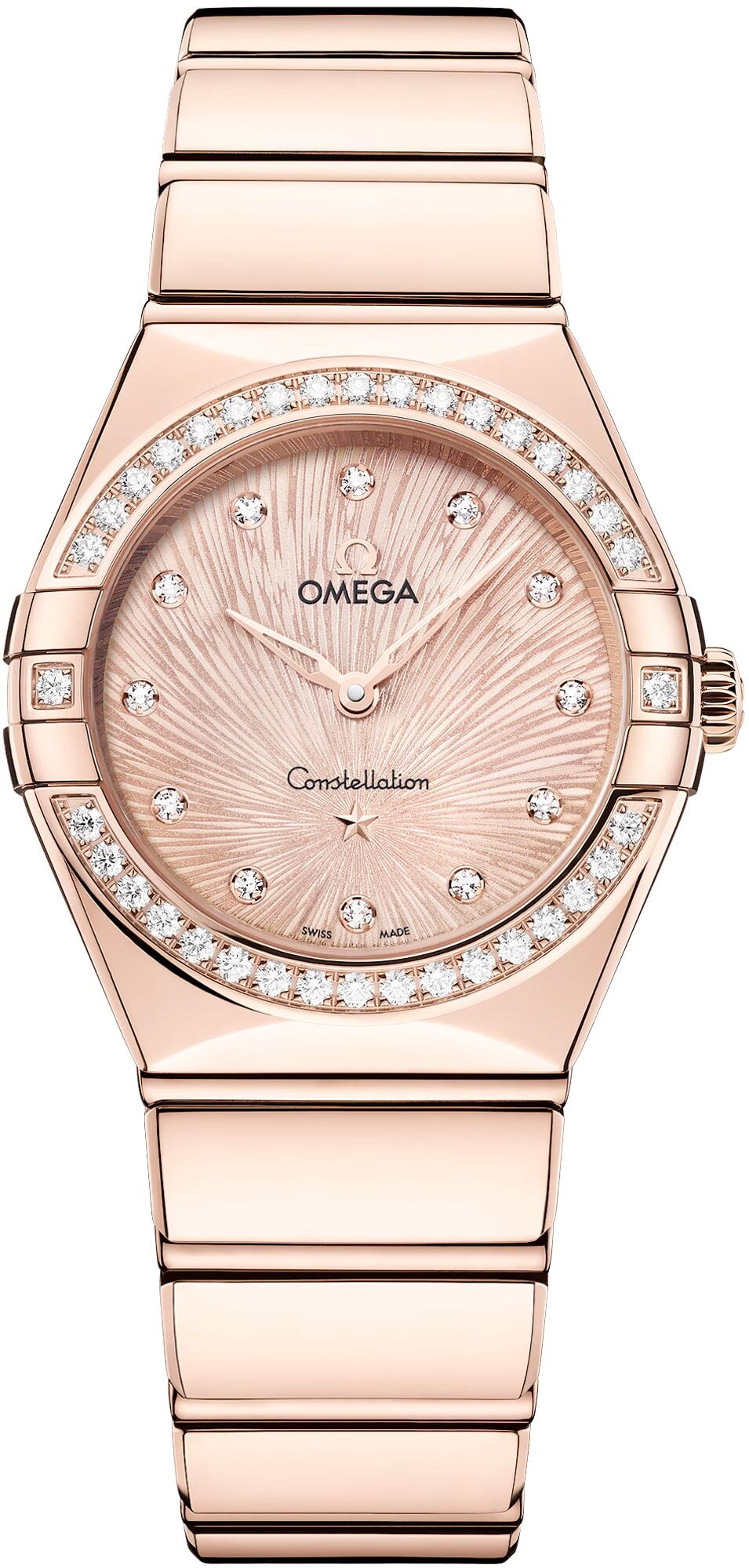 Omega 131.55.28.60.60.001 Constellation Pink Dial Gold and Diamonds 28mm