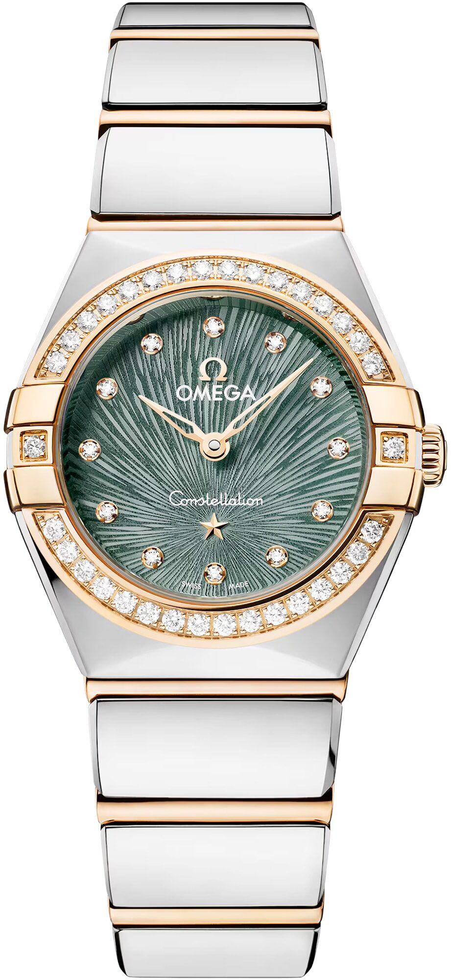 Omega Constellation 131.25.25.60.60.001 Pine Green Dial Steel Gold and Diamonds 25mm