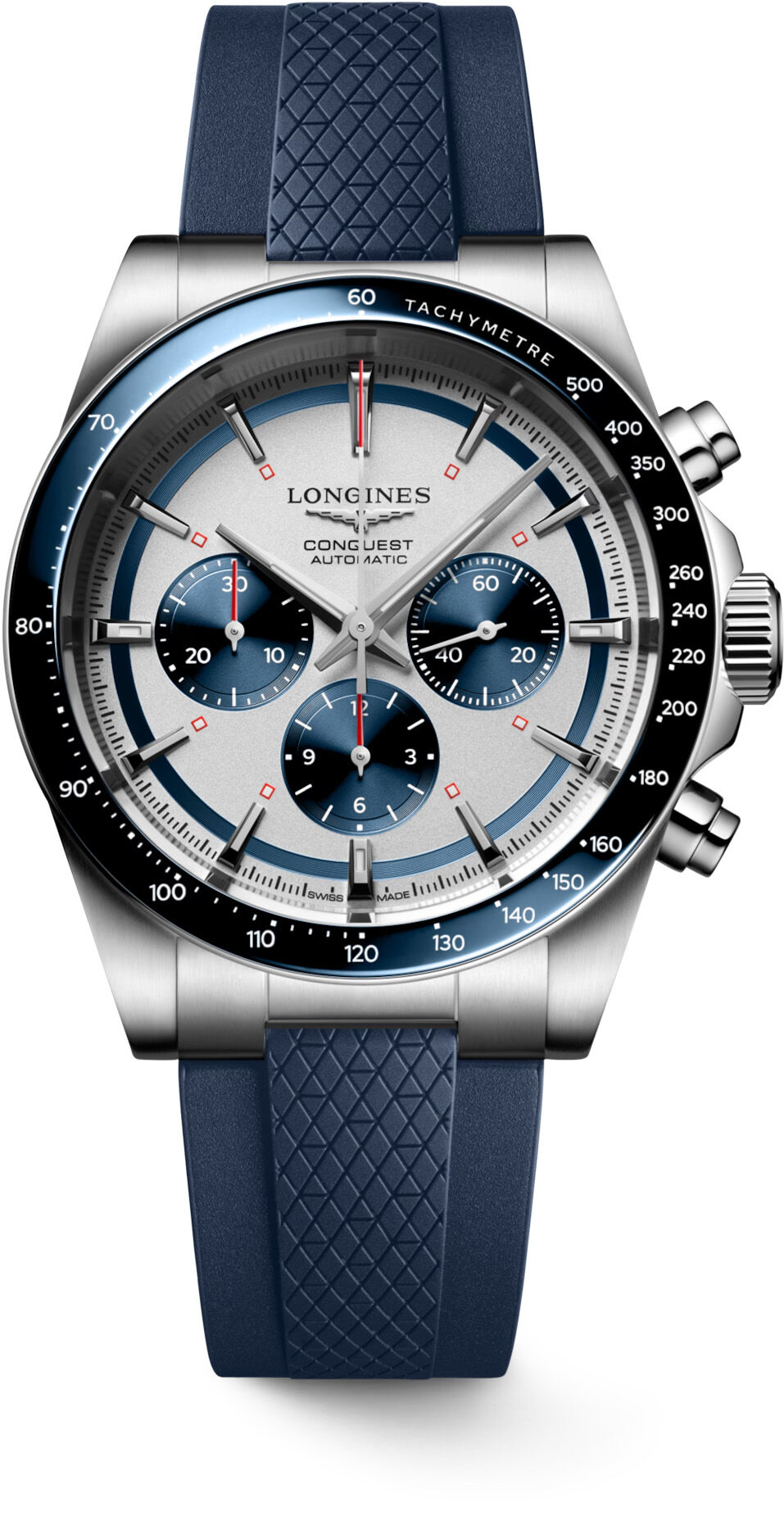 Longines L3.835.4.98.9 Conquest Silver Matt Dial on Strap