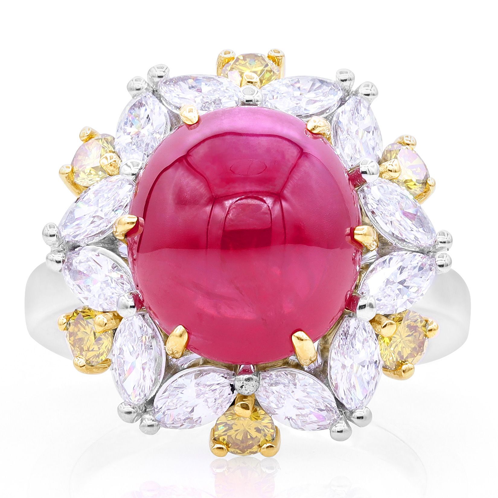 Oscar Heyman 8.80ct Intense Red Cabochon Ruby Ring 303644
