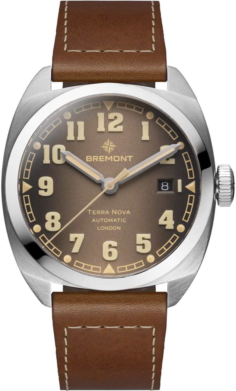 Bremont TN40-DT-SS-BR-L-S Terra Nova Date SS Caramel Dial Leather Strap