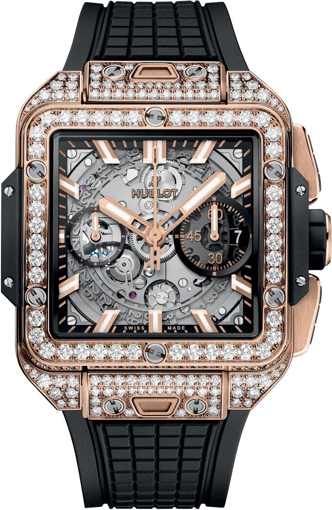 Hublot 821.OX.0180.RX.1604 Square Bang Unico King Gold Pavé 42mm