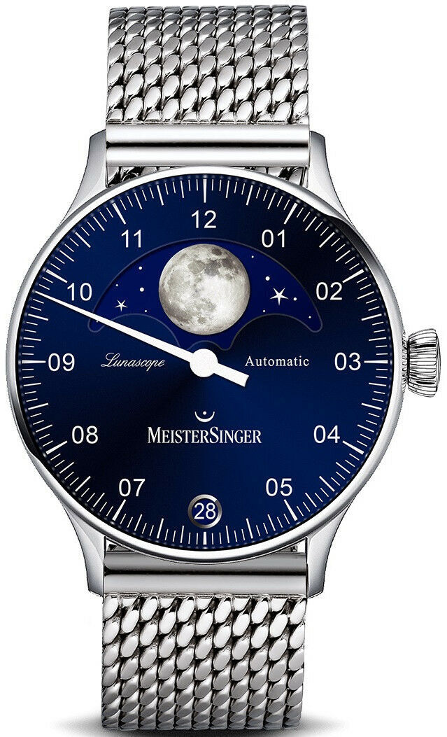 MeisterSinger Lunascope Blue LS908 on Bracelet